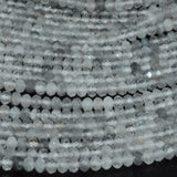 Natural Grey Cloudy Quartz Faceted Rondelle Beads 3x4mm