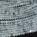 Natural Grey Cloudy Quartz Faceted Rondelle Beads 3x4mm