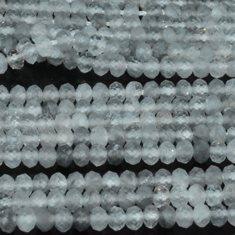 Natural Grey Cloudy Quartz Faceted Rondelle Beads 3x4mm