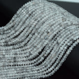 Natural Grey Cloudy Quartz Faceted Rondelle Beads 3x4mm
