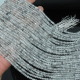Natural Grey Cloudy Quartz Faceted Rondelle Beads 3x4mm