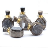 Natural Grey Druzy Essential Oil Bottle Pendants Perfume Bottle Charms