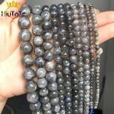 Grey Labradorite Beads Round Stone Beads DIY Bracelet Necklace 15'' Pick Size