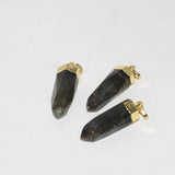 Natural Grey Labradorite Bullet Charm Pendant Crown Flash Gemstone 5pc