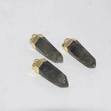 Natural Grey Labradorite Bullet Charm Pendant Crown Flash Gemstone 5pc