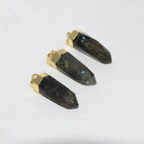 Natural Grey Labradorite Bullet Charm Pendant Crown Flash Gemstone 5pc