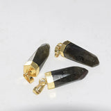 Natural Grey Labradorite Bullet Charm Pendant Crown Flash Gemstone 5pc