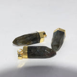 Natural Grey Labradorite Bullet Charm Pendant Crown Flash Gemstone 5pc