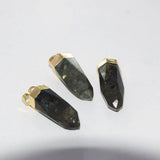 Natural Grey Labradorite Bullet Charm Pendant Crown Flash Gemstone 5pc