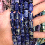 Natural Grey Labradorite Faceted Cylinder Beads for Jewelry Making
