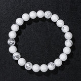 Grey Labradorite Stone Bracelet 8mm Round Quartz Moonstone Rainbow Beads