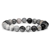 Grey Labradorite Stone Bracelet 8mm Round Quartz Moonstone Rainbow Beads