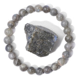 Grey Labradorite Stone Bracelet 8mm Round Quartz Moonstone Rainbow Beads