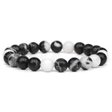 Grey Labradorite Stone Bracelet 8mm Round Quartz Moonstone Rainbow Beads