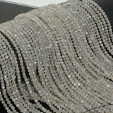 Natural Grey Moonstone Faceted Round Beads 3mm