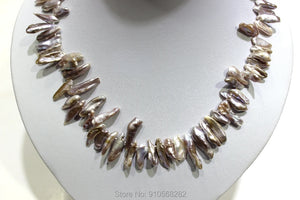 Natural Grey-Purple Fresh Water Pearl Necklace 7x22mm 18INCH