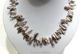 Natural Grey-Purple Fresh Water Pearl Necklace 7x22mm 18INCH