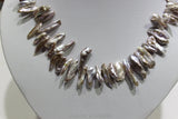 Natural Grey-Purple Fresh Water Pearl Necklace 7x22mm 18INCH