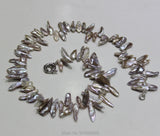 Natural Grey-Purple Fresh Water Pearl Necklace 7x22mm 18INCH