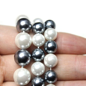 Grey Shell Pearl Round Spacer Beads 15''