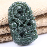 HETIAN Jade Pendant Dragon Necklace Men's Jade Jewerly