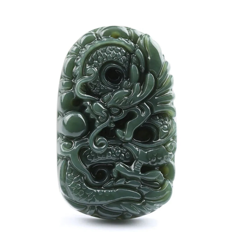 HETIAN Jade Pendant Dragon Necklace Men's Jade Jewerly