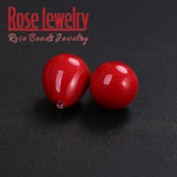 3pcs Natural Half Drilled Water-drop Shell Pearl Beads Red