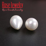 3pcs Natural Half Drilled Water-drop Shell Pearl Beads Red