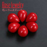 3pcs Natural Half Drilled Water-drop Shell Pearl Beads Red