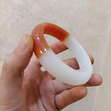 Hand Carved Jade Bracelet Half Sugar Red Natural Boutique Jewelry