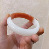 Hand Carved Jade Bracelet Half Sugar Red Natural Boutique Jewelry