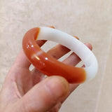 Hand Carved Jade Bracelet Half Sugar Red Natural Boutique Jewelry