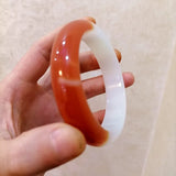 Hand Carved Jade Bracelet Half Sugar Red Natural Boutique Jewelry