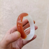 Hand Carved Jade Bracelet Half Sugar Red Natural Boutique Jewelry