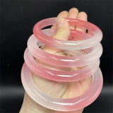 Half-pink Half-white Hand-carved Round Jade Bracelet Jewelry Gift