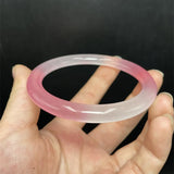 Half-pink Half-white Hand-carved Round Jade Bracelet Jewelry Gift