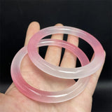 Half-pink Half-white Hand-carved Round Jade Bracelet Jewelry Gift