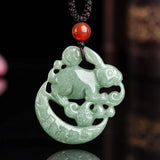 Hand-carved Ice Species Jade Rabbit Moon Pendant