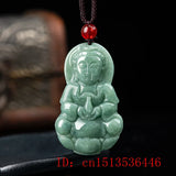 Handcarved Jade Little Buddha Guanyin Necklace Pendant