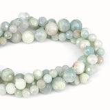Faceted Aquamarine Round Beads Strand 6-12MM for Jewelry Making