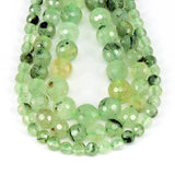 Faceted Green Prehnite Round Loose Beads Strand 6/8/10/12MM Jewelry Making
