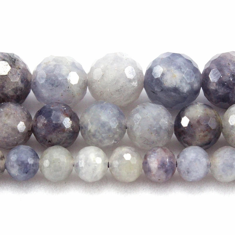 Faceted Iolite Round Beads Strand 6/8/10MM Jewelry DIY Making