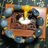 He tian Jade Rough Stone Bracelet Lucky Auspicious Amulet Jade Bracelet