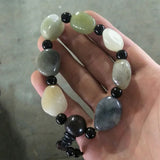 He tian Jade Rough Stone Bracelet Lucky Auspicious Amulet Jade Bracelet