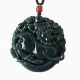 HeTian Nephrite Jade Brave Troops Pendant Lucky Amulet PiXiu Necklace