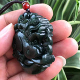 HeTian Nephrite Jade Brave Troops Pendant Lucky Amulet PiXiu Necklace