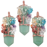 Amethyst Crystal Pendant 7 Chakras Tree Of Life Jewelry