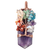 Amethyst Crystal Pendant 7 Chakras Tree Of Life Jewelry