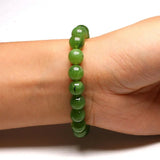 Green Canadian Nephrite Jades Stone Beads Bracelet for Men Women