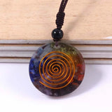 7 Chakra Crystal Reiki Ammonite Pendant Necklace